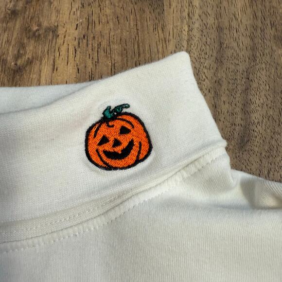 VTG Halloween Jack-O-Lantern Pumpkin Turtleneck Embroidered 90s Women’s Medium - Picture 5 of 10